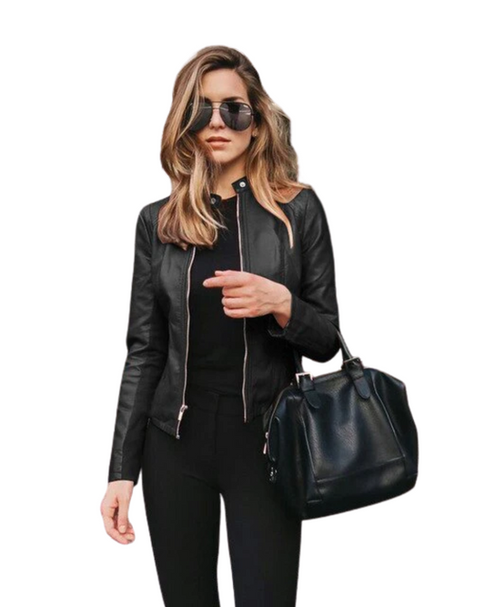 Elegante chaqueta de piel para mujer