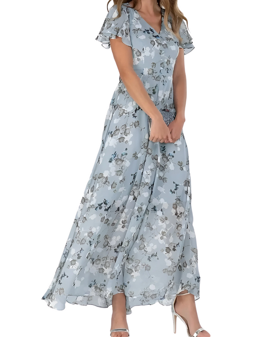 Elegante vestido largo con estampado floral