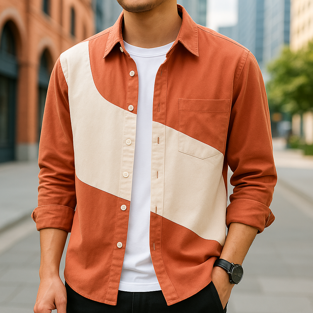 Camisa bicolor de algodón