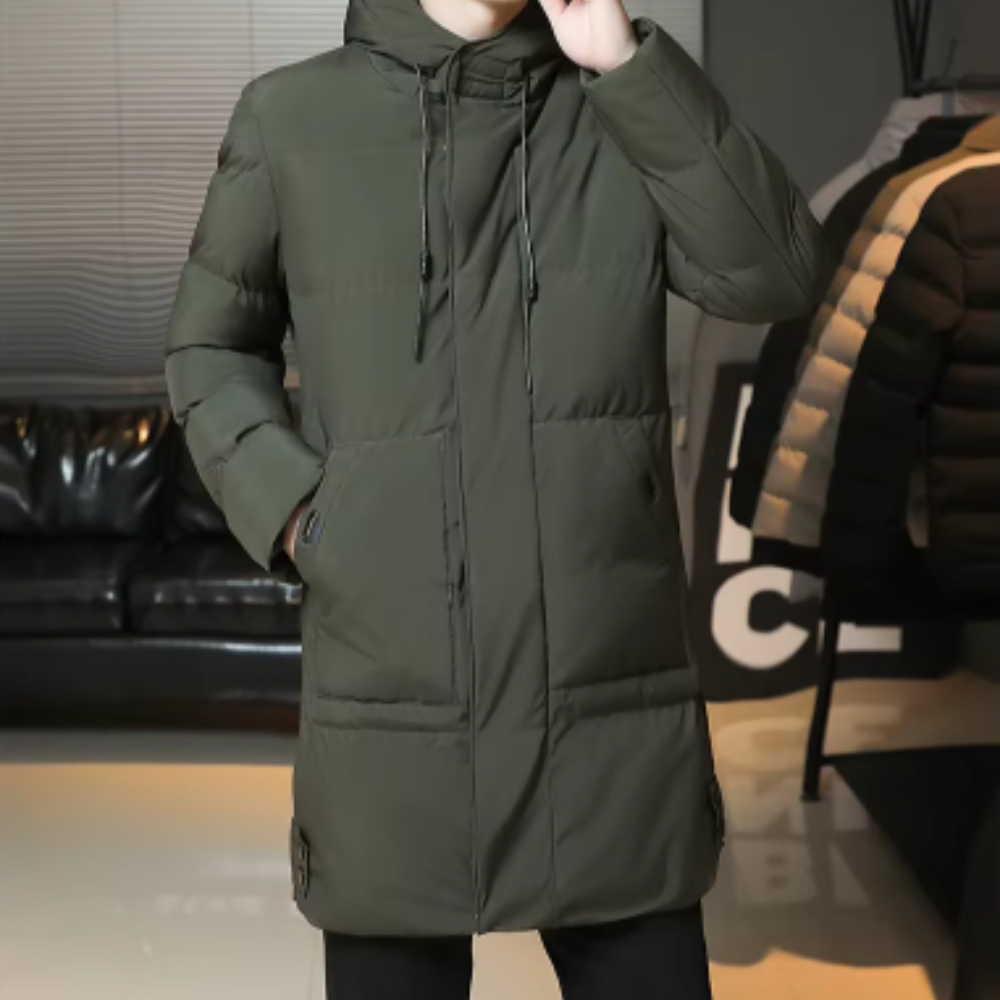 Elegante chaqueta larga de invierno