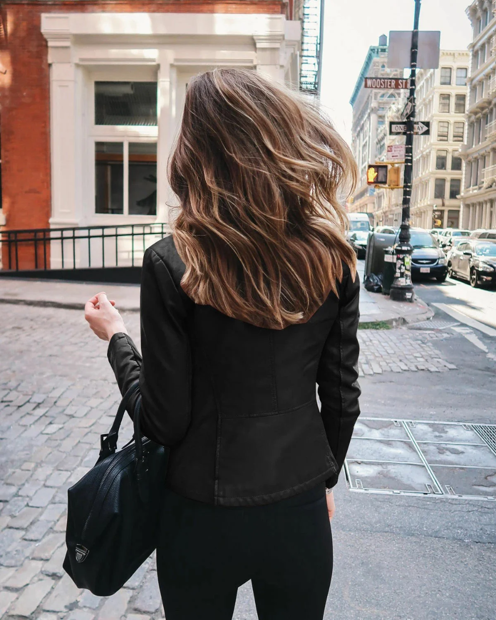 Elegante chaqueta de piel para mujer