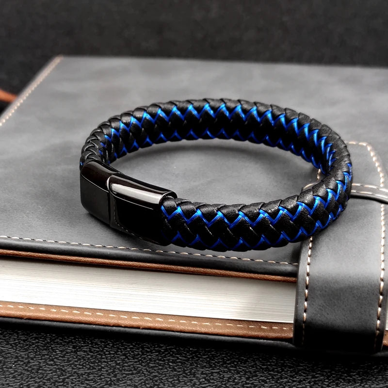 Pulsera de cuero trenzado para hombre