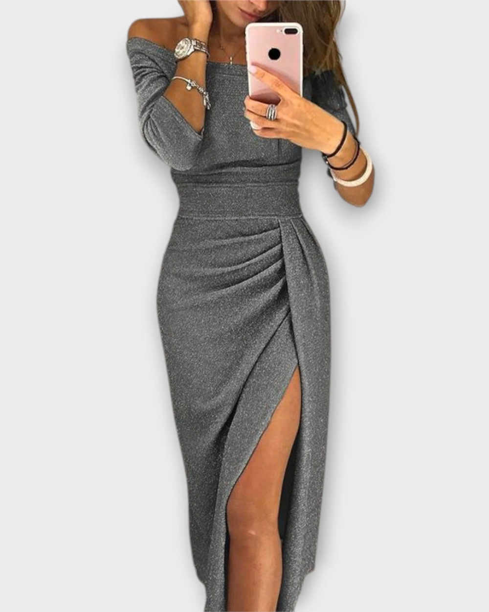 Elegante vestido sin hombros