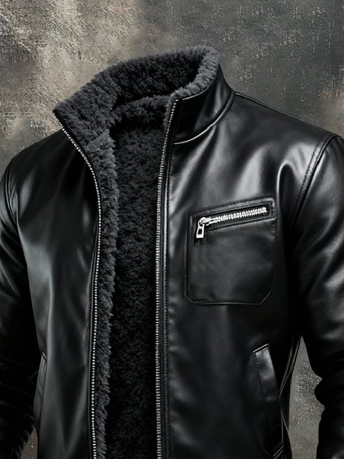 Elegante chaqueta de piel con forro polar