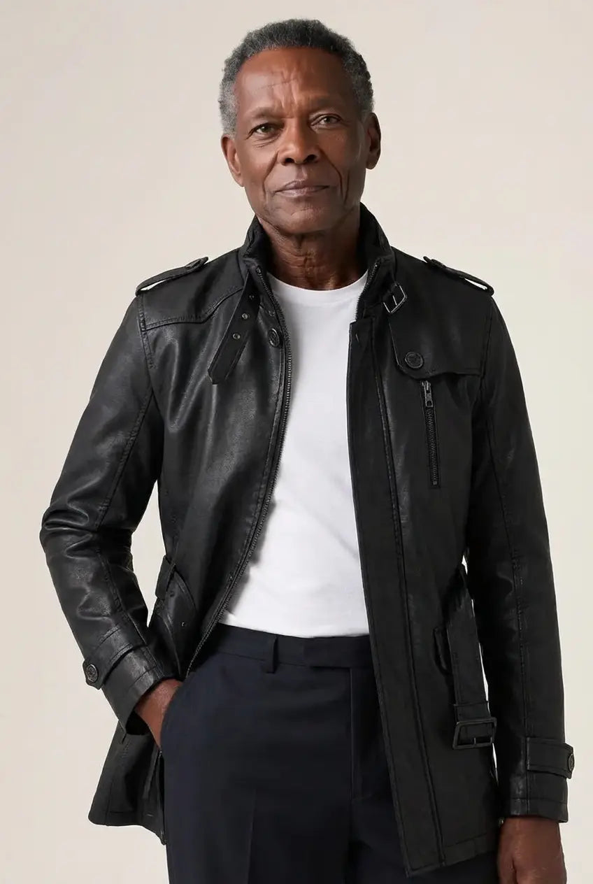 Givalli - Cazadora motera larga de piel