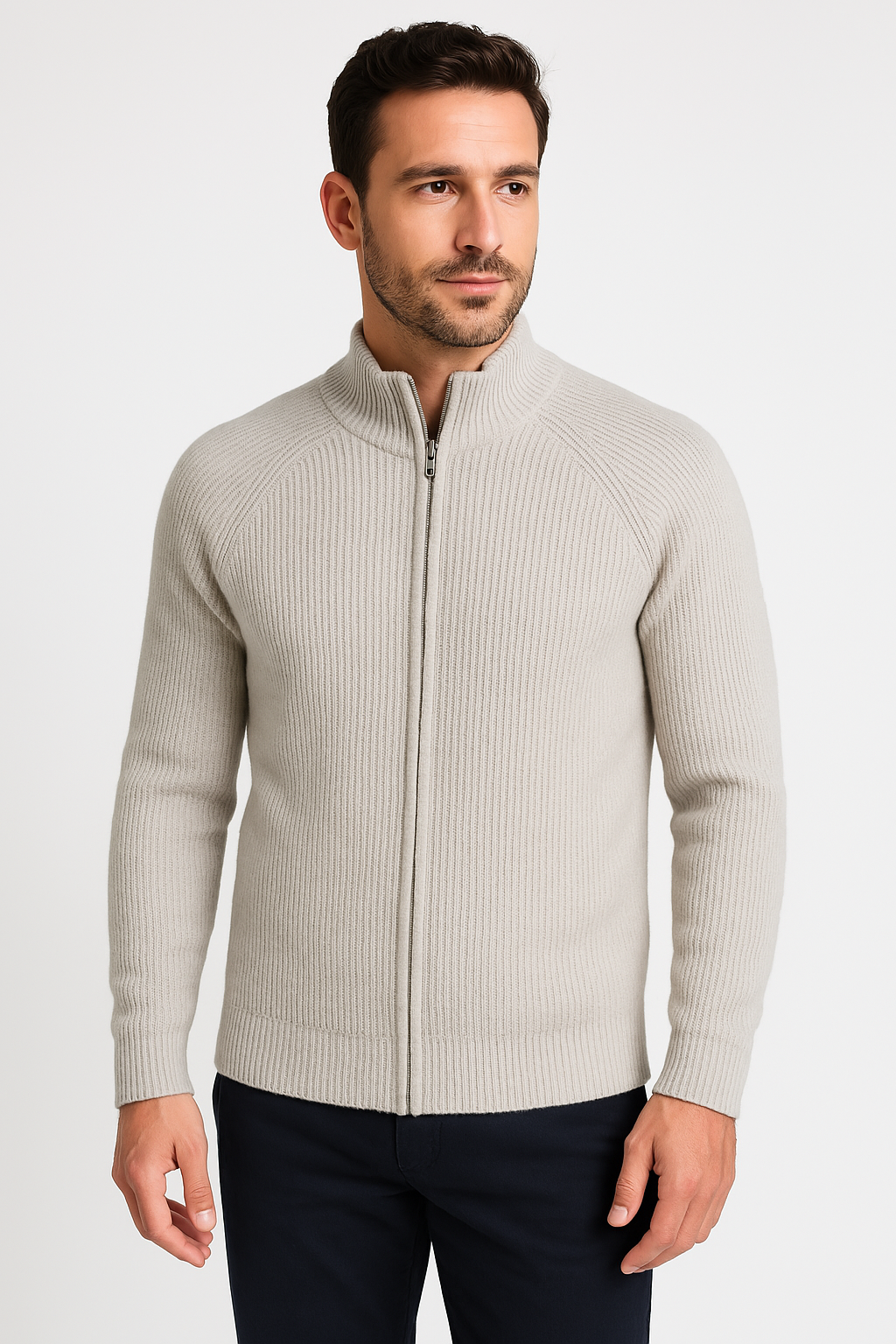 Chaqueta con cremallera de lana merina Four Seasons