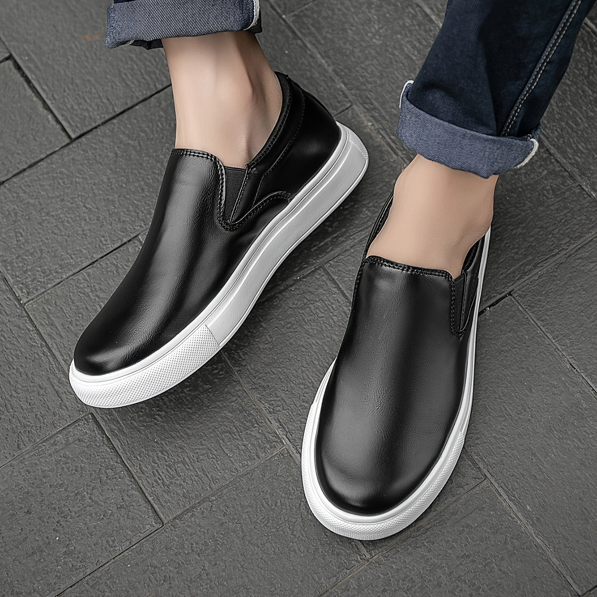 Zapatos casuales de cuero sin cordones