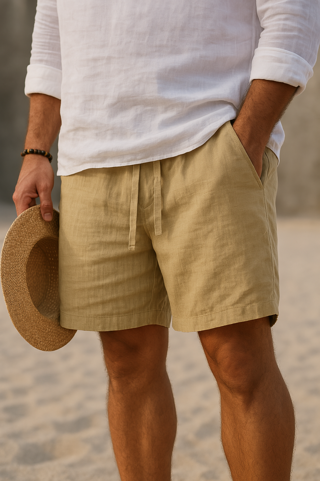 Elegantes pantalones cortos de lino