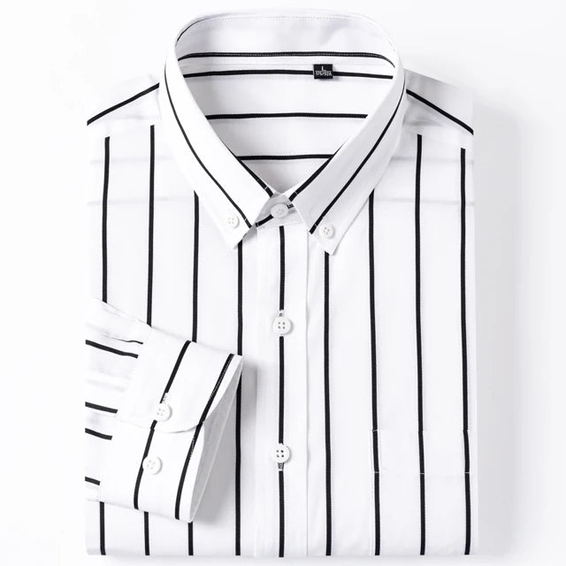 Elegante camisa de algodón a rayas