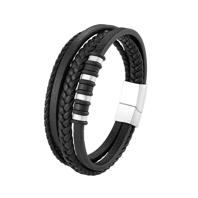 Pulsera clásica de cuero multicapa