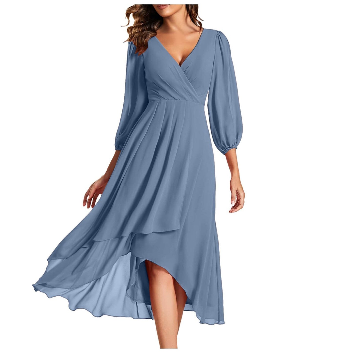 Elegante vestido largo con escote en V
