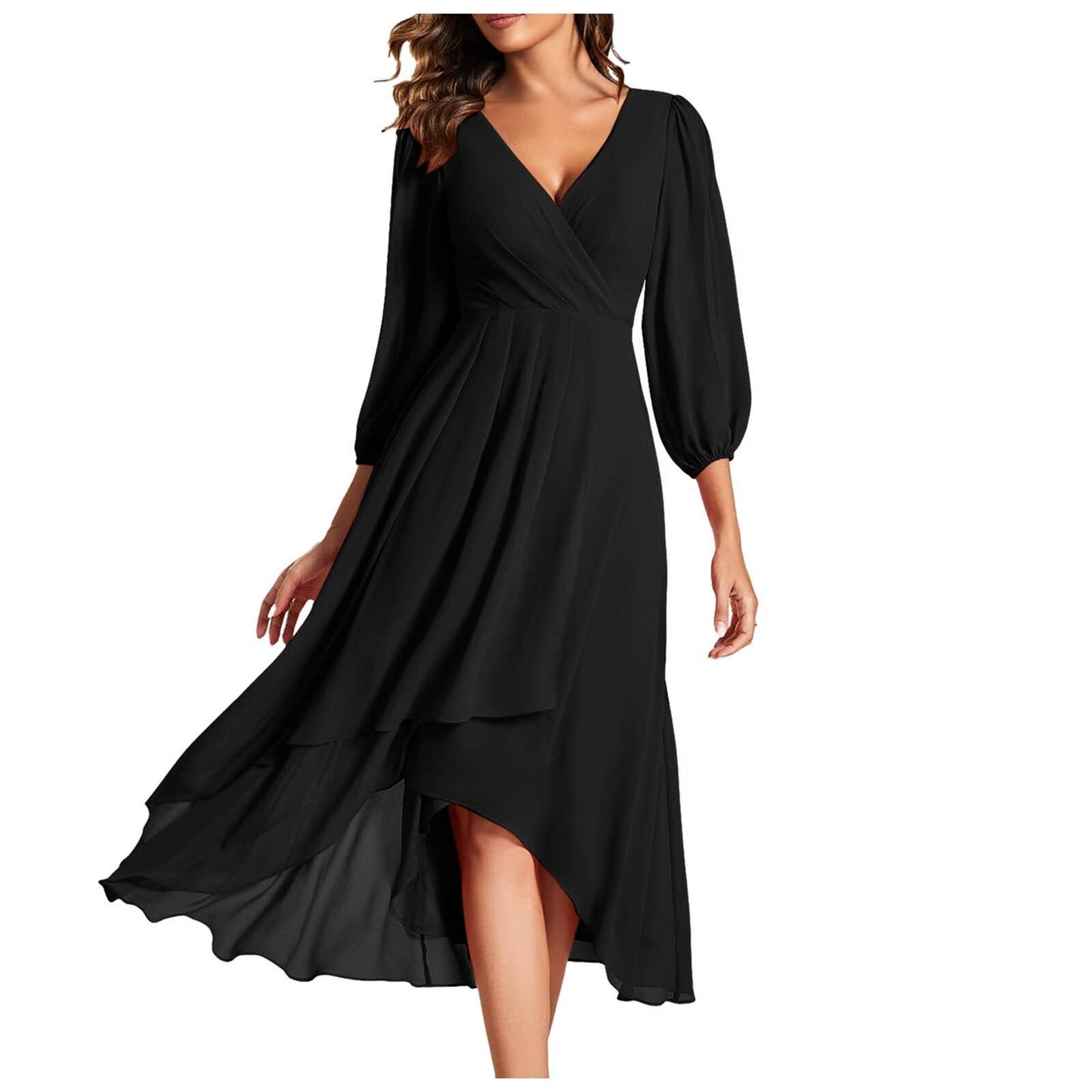 Elegante vestido largo con escote en V
