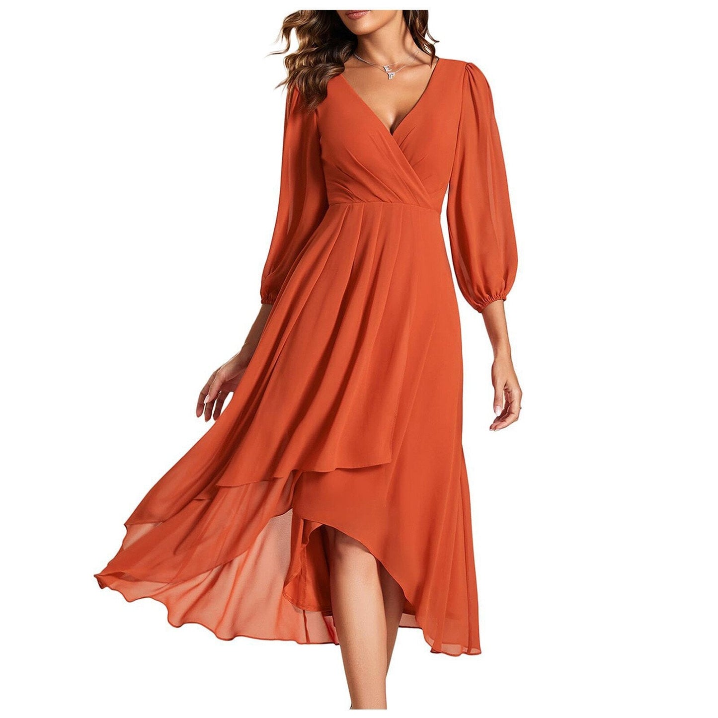 Elegante vestido largo con escote en V