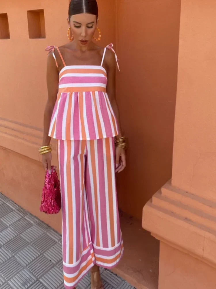 Lila - Conjunto de pantalón estampado Ooutfit de verano