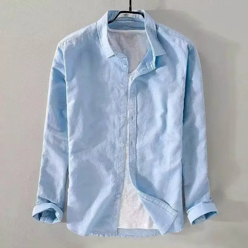Camisa casual de algodón y lino