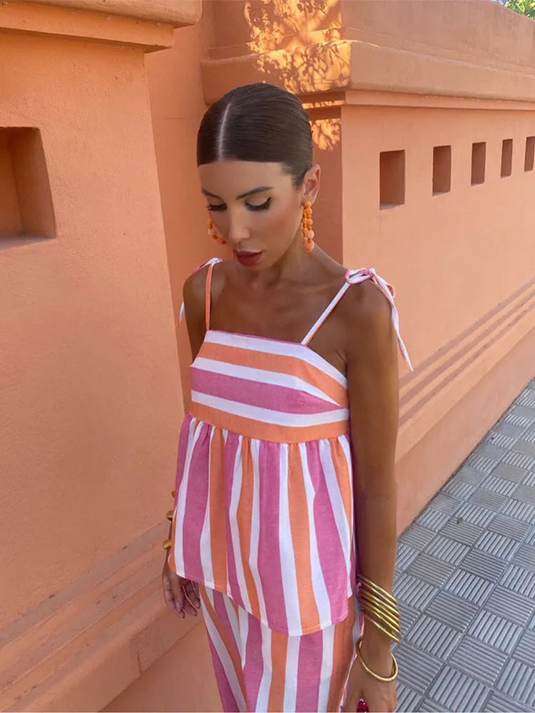 Lila - Conjunto de pantalón estampado Ooutfit de verano
