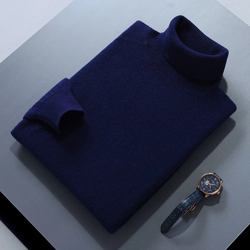 Elegante jersey de cuello alto de algodón