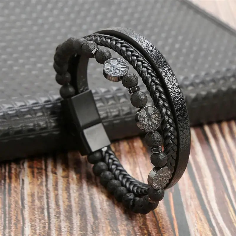 Pulsera clásica de cuero para hombre