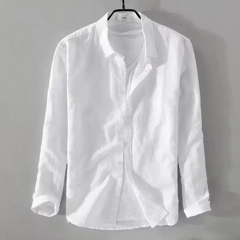 Camisa casual de algodón y lino