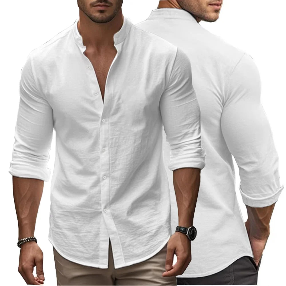 Camisa casual de verano de algodón y lino