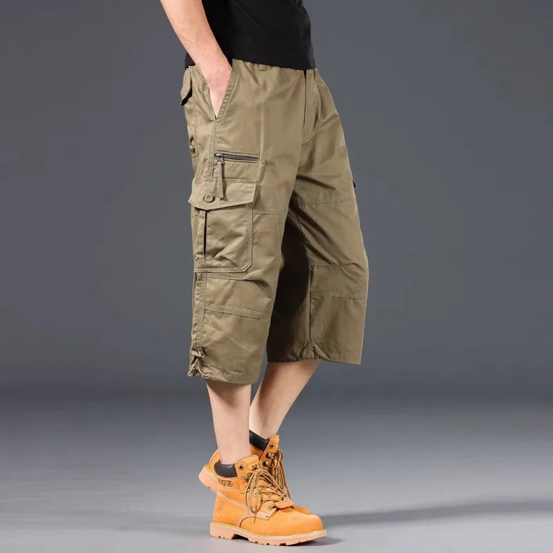 Pantalones cortos cargo largos de algodón