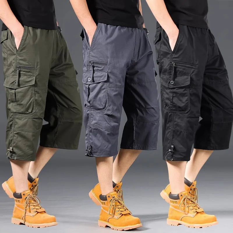 Pantalones cortos cargo largos de algodón