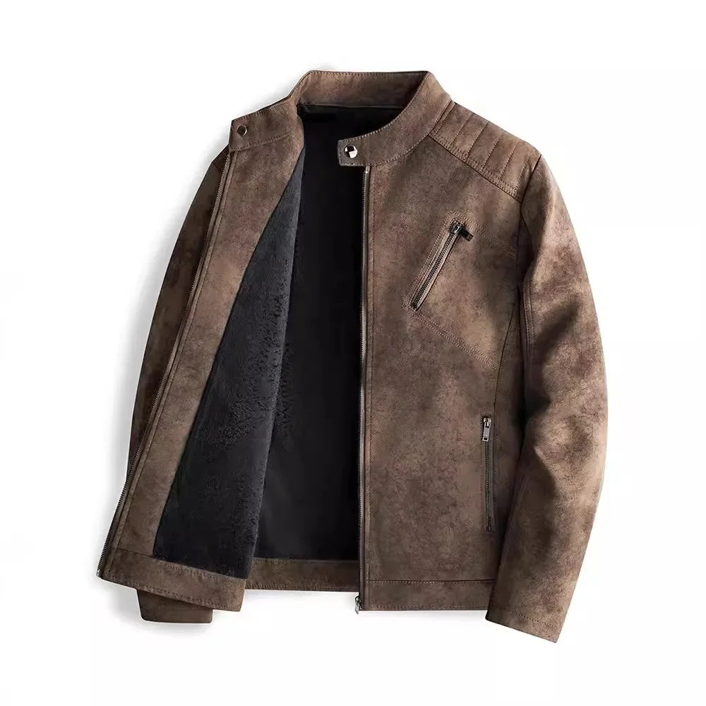 Elegante chaqueta de piel con forro polar