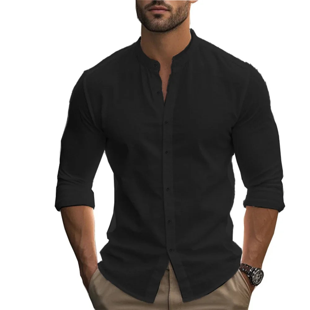 Camisa casual de verano de algodón y lino