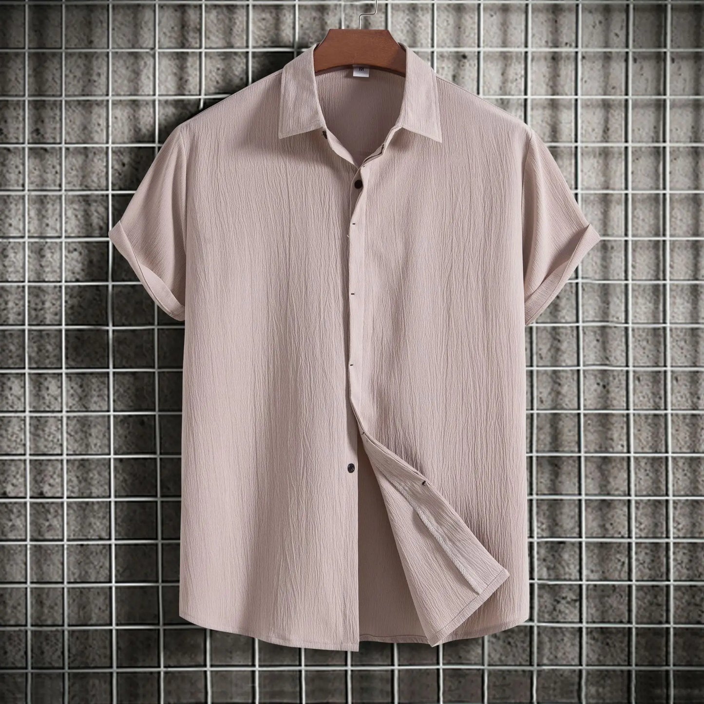 Camisa de manga corta de algodón y lino