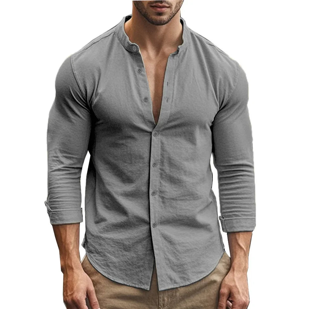 Camisa casual de verano de algodón y lino