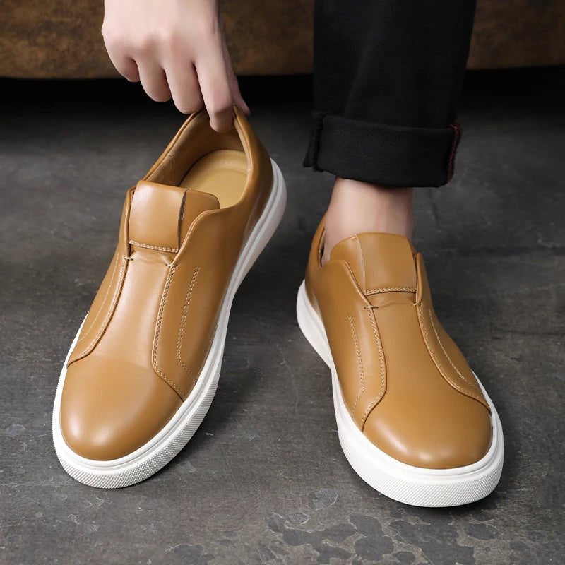 Zapatos casuales de cuero sin cordones