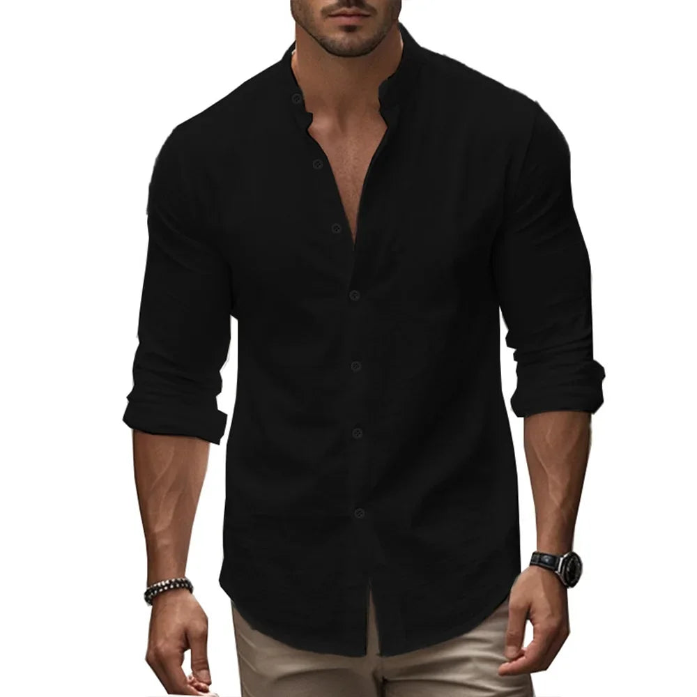 Camisa casual de verano de algodón y lino