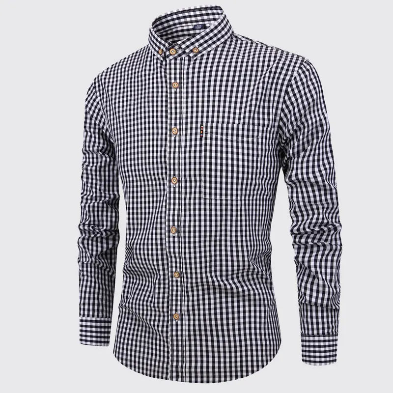 Elegante camisa de algodón a cuadros