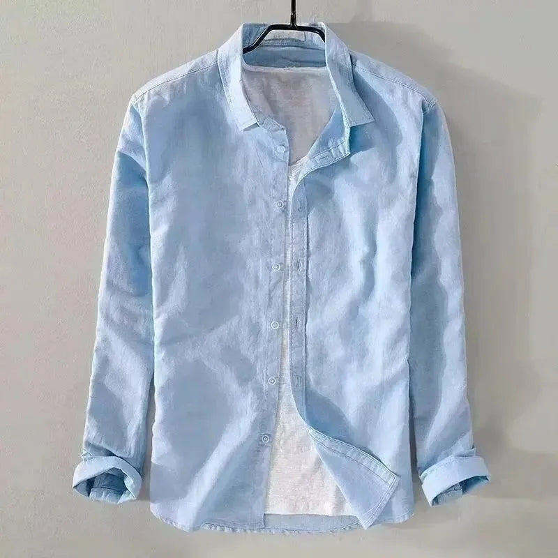 Camisa casual de algodón y lino