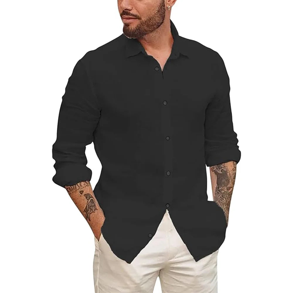 Camisa hawaiana de lino y algodón
