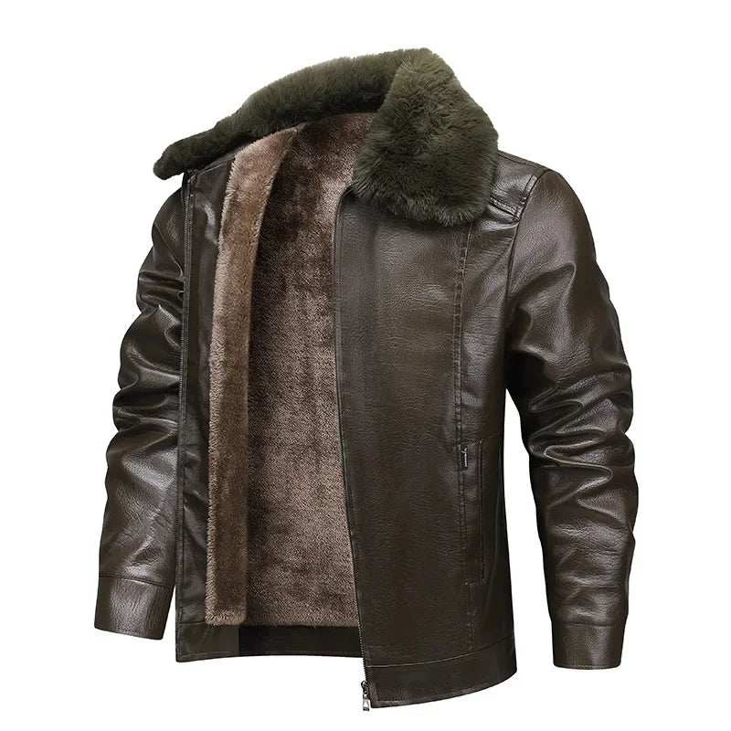 Chaqueta de cuero polar grueso