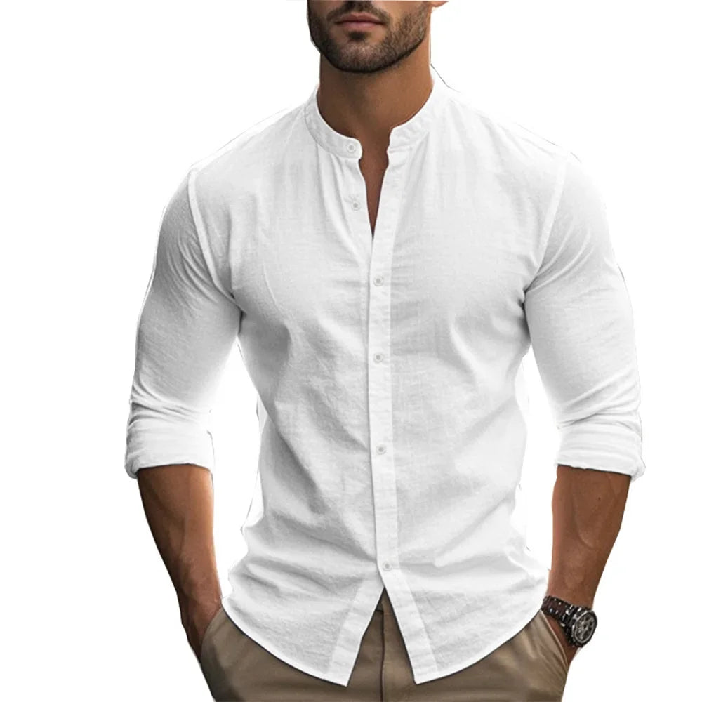 Camisa casual de verano de algodón y lino