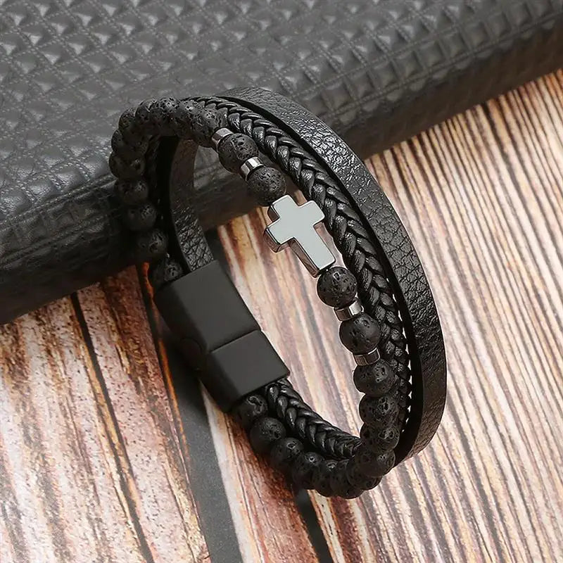 Pulsera clásica de cuero para hombre