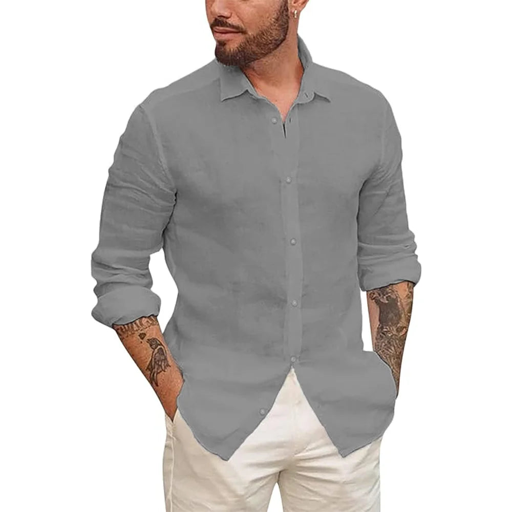 Camisa hawaiana de lino y algodón