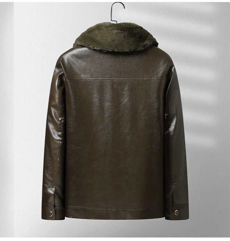 Chaqueta de cuero polar grueso