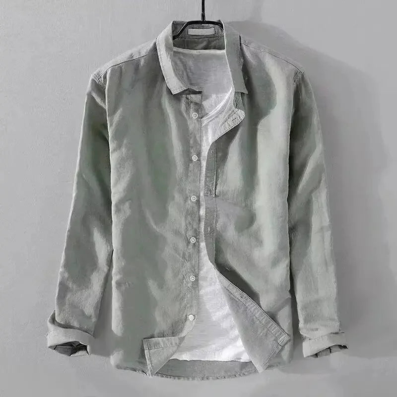 Camisa casual de algodón y lino
