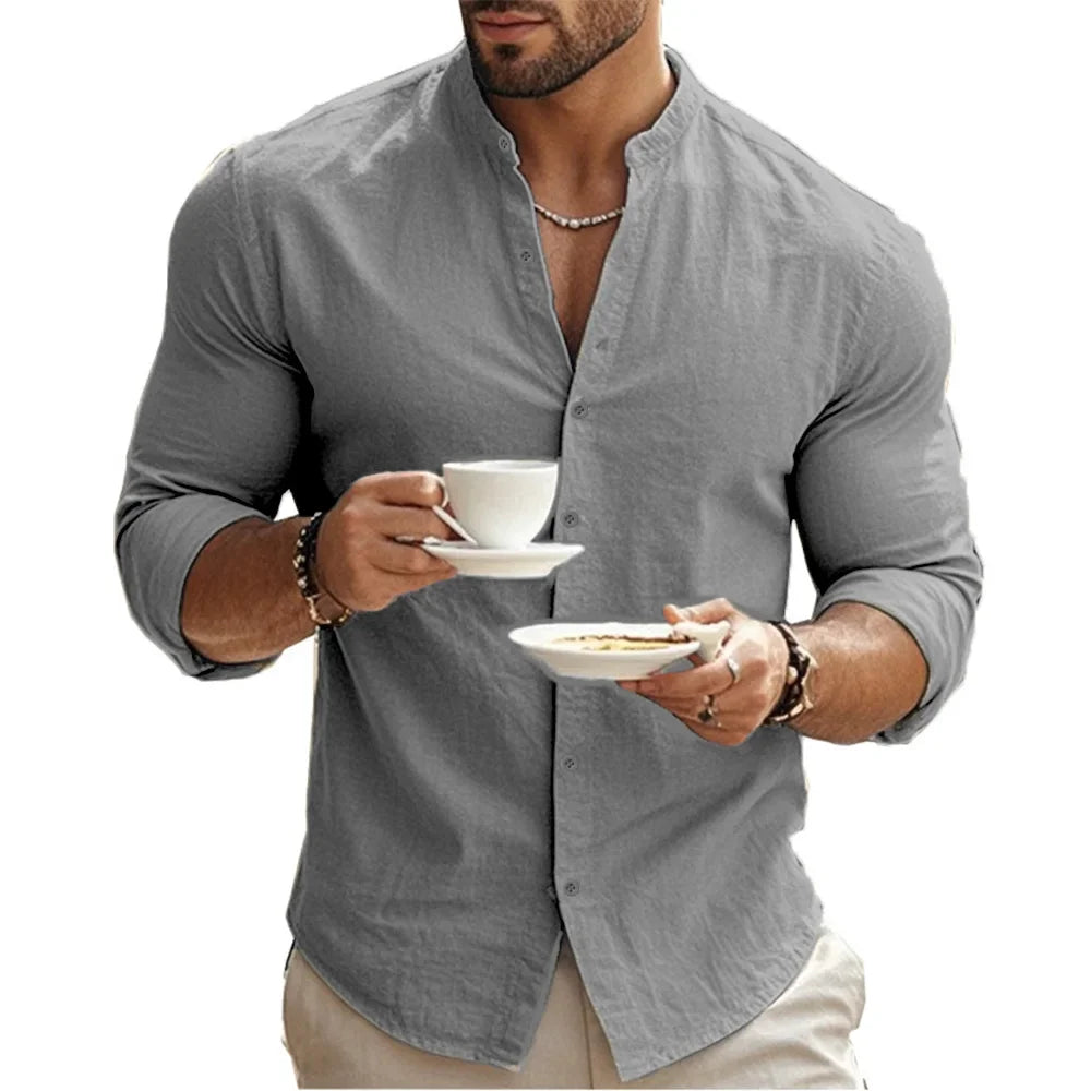 Camisa casual de verano de algodón y lino