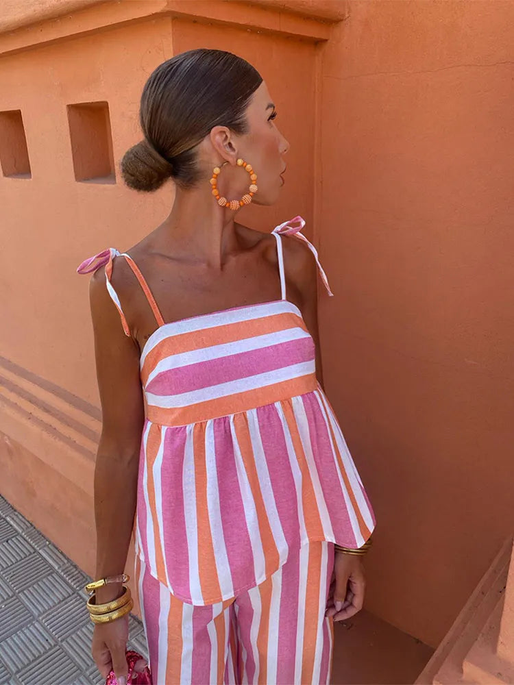 Lila - Conjunto de pantalón estampado Ooutfit de verano