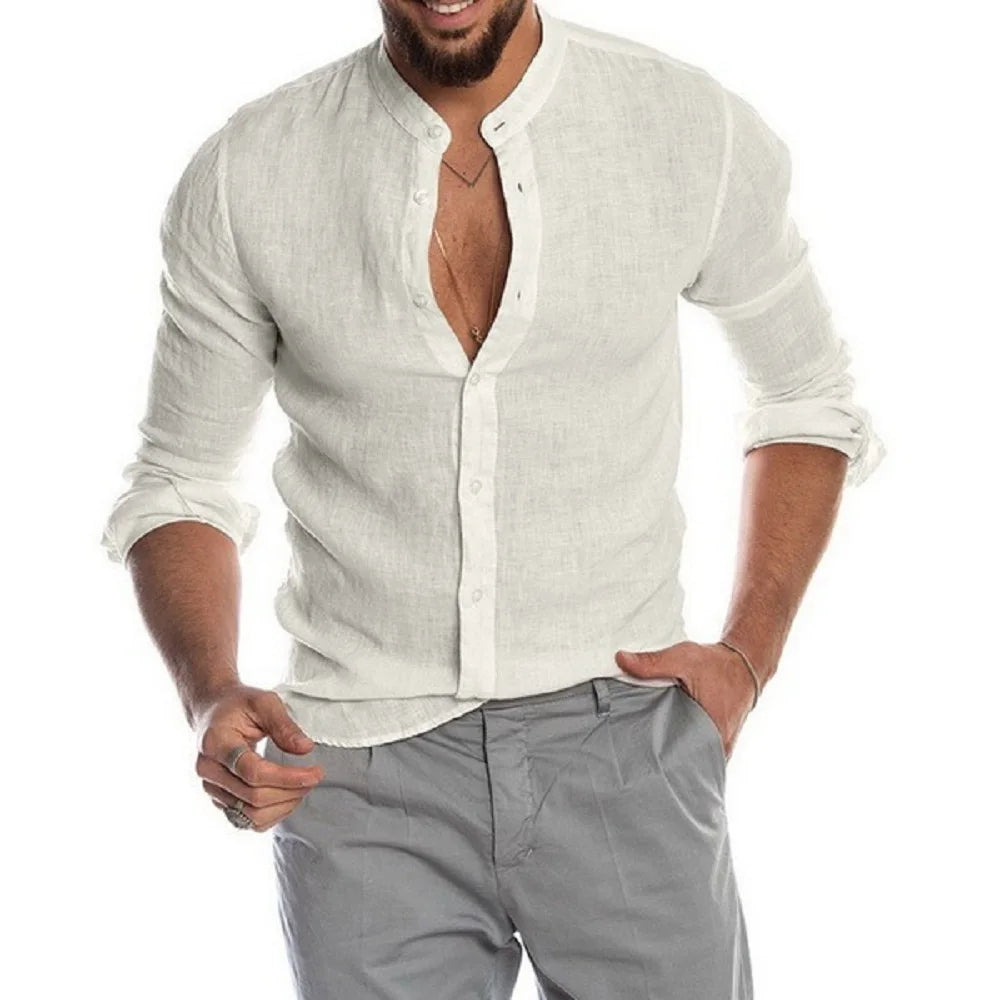 Camisa de lino y algodón