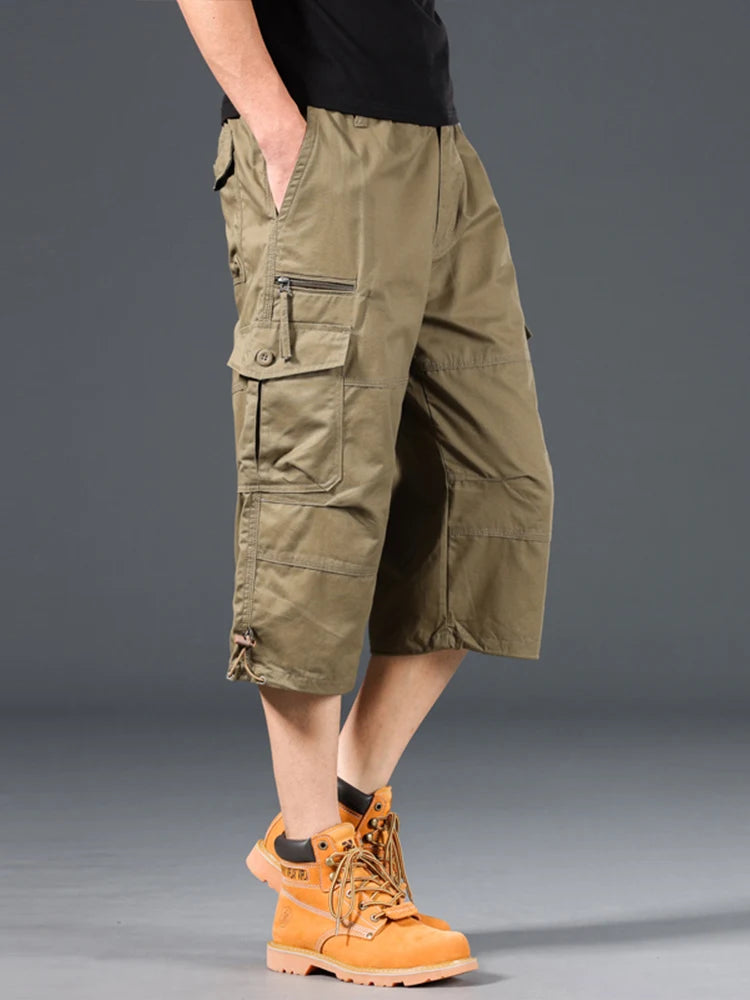 Pantalones cortos cargo largos de algodón