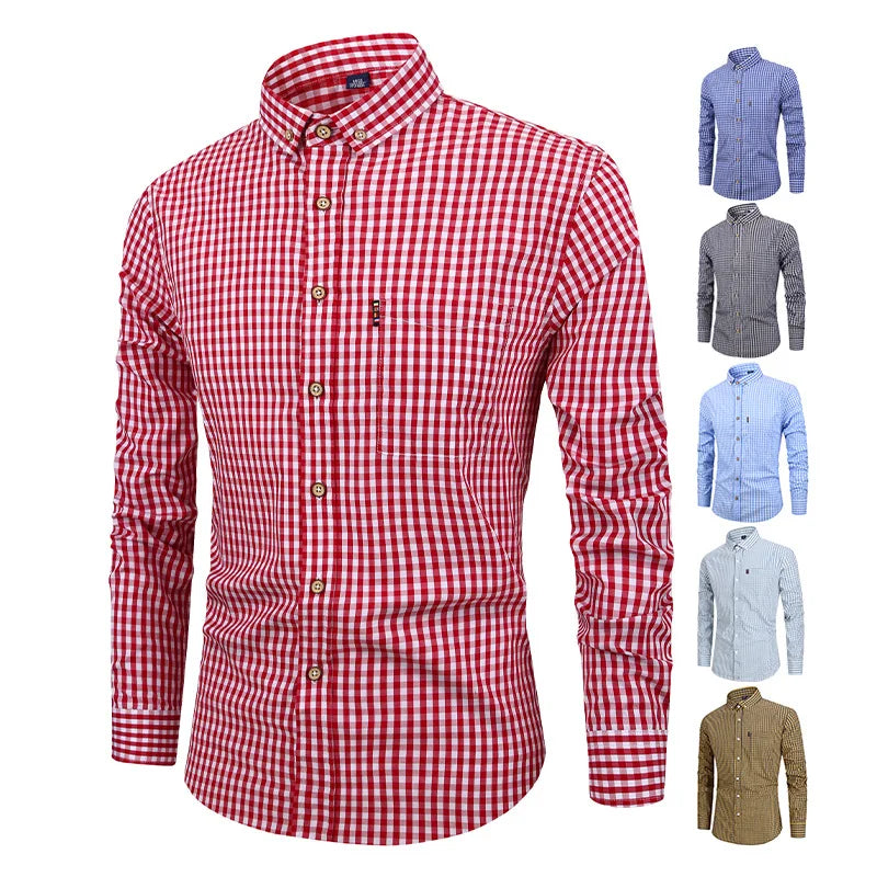 Elegante camisa de algodón a cuadros