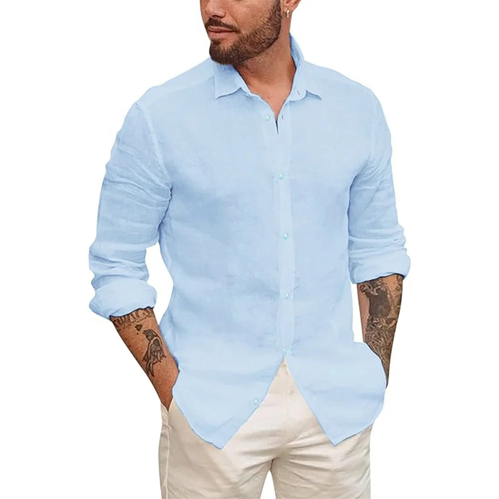 Camisa hawaiana de lino y algodón