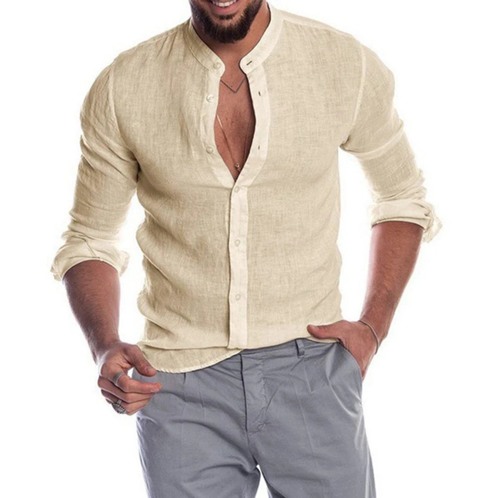 Camisa de lino y algodón