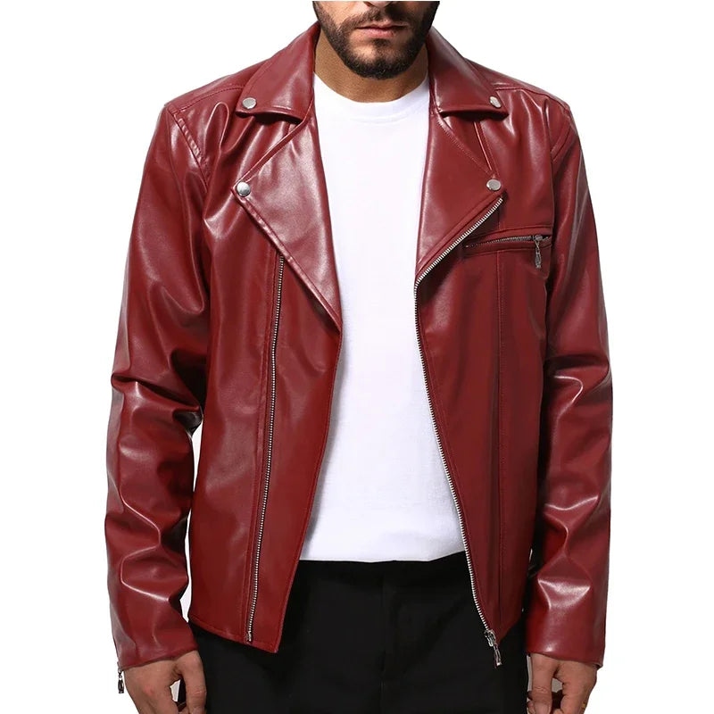 Chaqueta casual de cuero para hombre