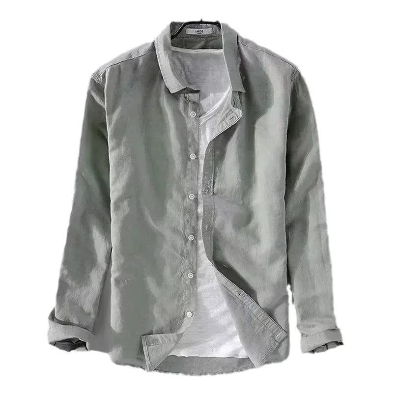 Camisa casual de algodón y lino